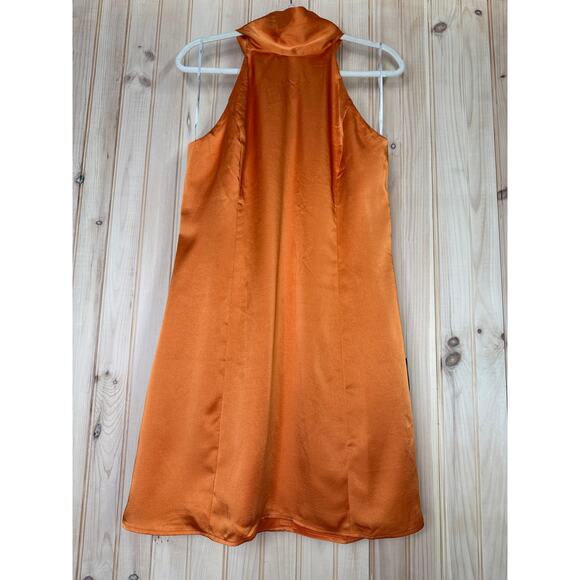 NWT Lulus Infinite Admiration Orange Satin Halter Mini Dress Cocktail Party XL - Picture 2 of 8